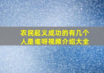 农民起义成功的有几个人是谁呀视频介绍大全