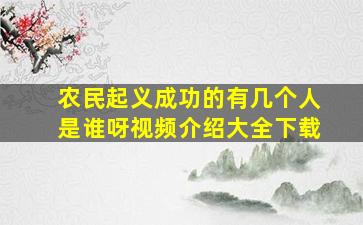 农民起义成功的有几个人是谁呀视频介绍大全下载