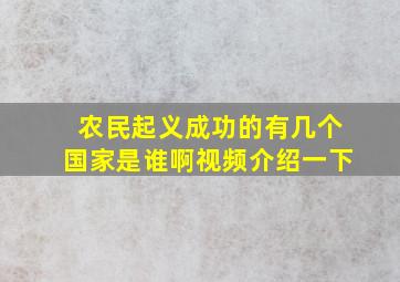 农民起义成功的有几个国家是谁啊视频介绍一下