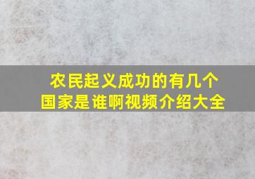 农民起义成功的有几个国家是谁啊视频介绍大全