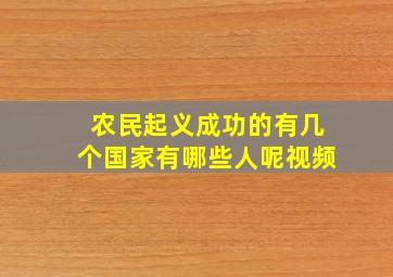 农民起义成功的有几个国家有哪些人呢视频