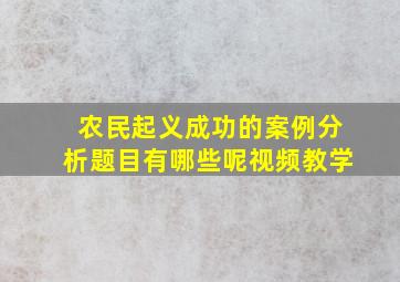 农民起义成功的案例分析题目有哪些呢视频教学