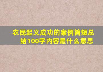 农民起义成功的案例简短总结100字内容是什么意思