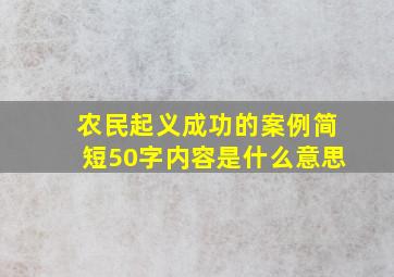 农民起义成功的案例简短50字内容是什么意思