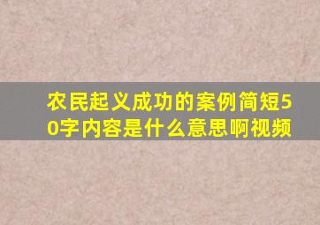 农民起义成功的案例简短50字内容是什么意思啊视频