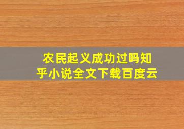 农民起义成功过吗知乎小说全文下载百度云