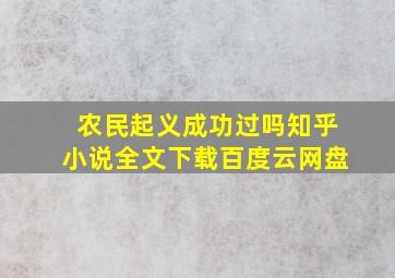 农民起义成功过吗知乎小说全文下载百度云网盘