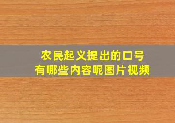 农民起义提出的口号有哪些内容呢图片视频