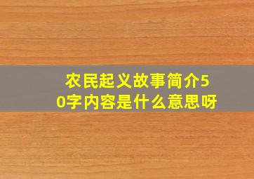 农民起义故事简介50字内容是什么意思呀