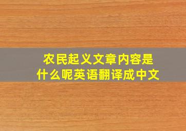 农民起义文章内容是什么呢英语翻译成中文