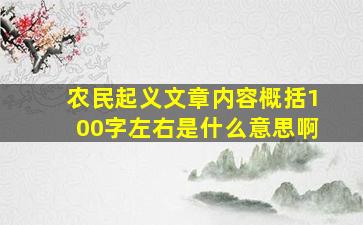 农民起义文章内容概括100字左右是什么意思啊