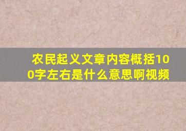 农民起义文章内容概括100字左右是什么意思啊视频