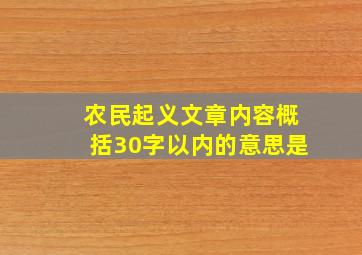 农民起义文章内容概括30字以内的意思是