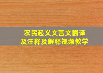 农民起义文言文翻译及注释及解释视频教学