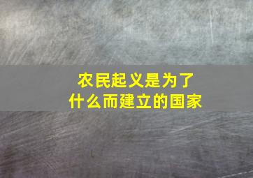 农民起义是为了什么而建立的国家