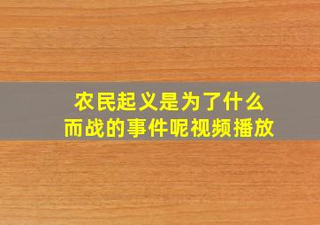 农民起义是为了什么而战的事件呢视频播放