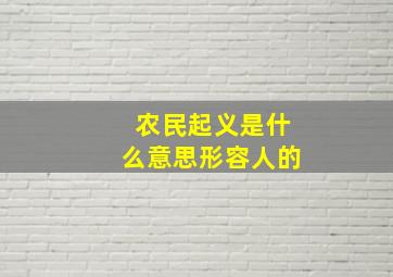 农民起义是什么意思形容人的