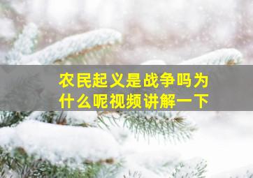 农民起义是战争吗为什么呢视频讲解一下