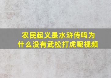 农民起义是水浒传吗为什么没有武松打虎呢视频