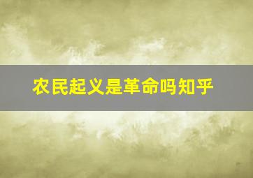 农民起义是革命吗知乎