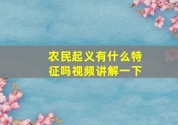 农民起义有什么特征吗视频讲解一下