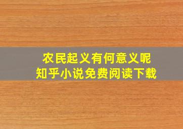 农民起义有何意义呢知乎小说免费阅读下载