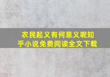 农民起义有何意义呢知乎小说免费阅读全文下载