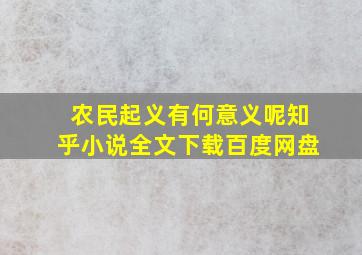 农民起义有何意义呢知乎小说全文下载百度网盘