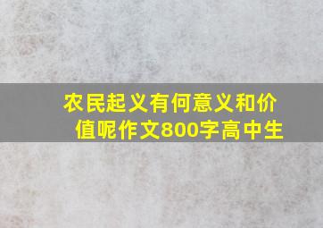 农民起义有何意义和价值呢作文800字高中生