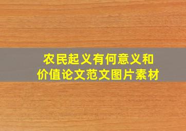 农民起义有何意义和价值论文范文图片素材