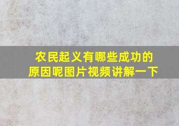 农民起义有哪些成功的原因呢图片视频讲解一下