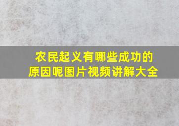 农民起义有哪些成功的原因呢图片视频讲解大全