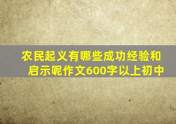 农民起义有哪些成功经验和启示呢作文600字以上初中