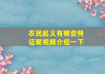 农民起义有哪些特征呢视频介绍一下