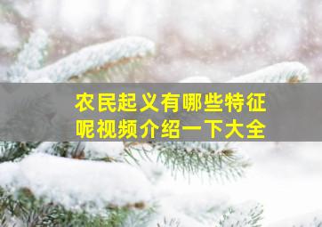 农民起义有哪些特征呢视频介绍一下大全