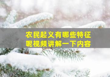 农民起义有哪些特征呢视频讲解一下内容