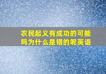 农民起义有成功的可能吗为什么是错的呢英语