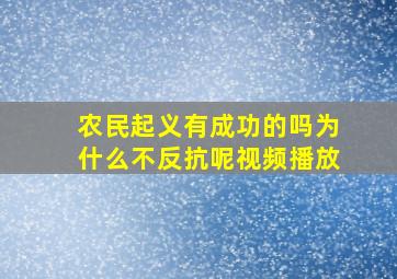 农民起义有成功的吗为什么不反抗呢视频播放