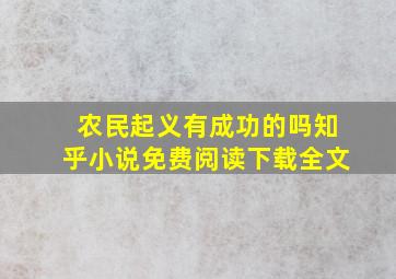 农民起义有成功的吗知乎小说免费阅读下载全文