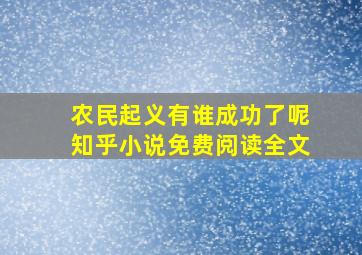 农民起义有谁成功了呢知乎小说免费阅读全文