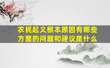 农民起义根本原因有哪些方面的问题和建议是什么