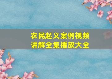 农民起义案例视频讲解全集播放大全