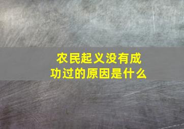 农民起义没有成功过的原因是什么