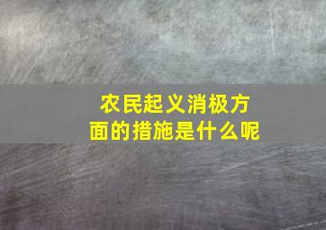 农民起义消极方面的措施是什么呢