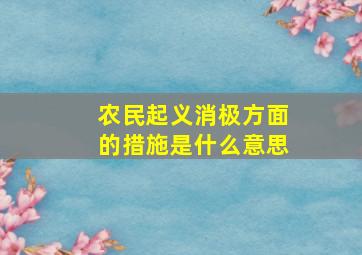 农民起义消极方面的措施是什么意思