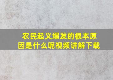 农民起义爆发的根本原因是什么呢视频讲解下载