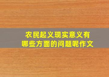 农民起义现实意义有哪些方面的问题呢作文