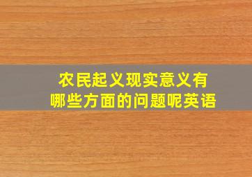 农民起义现实意义有哪些方面的问题呢英语