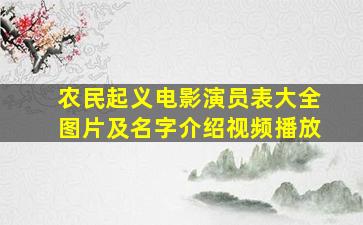 农民起义电影演员表大全图片及名字介绍视频播放