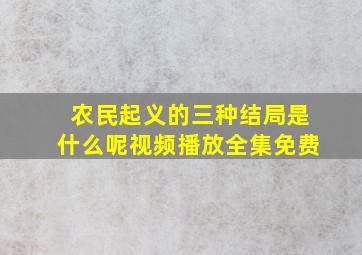 农民起义的三种结局是什么呢视频播放全集免费